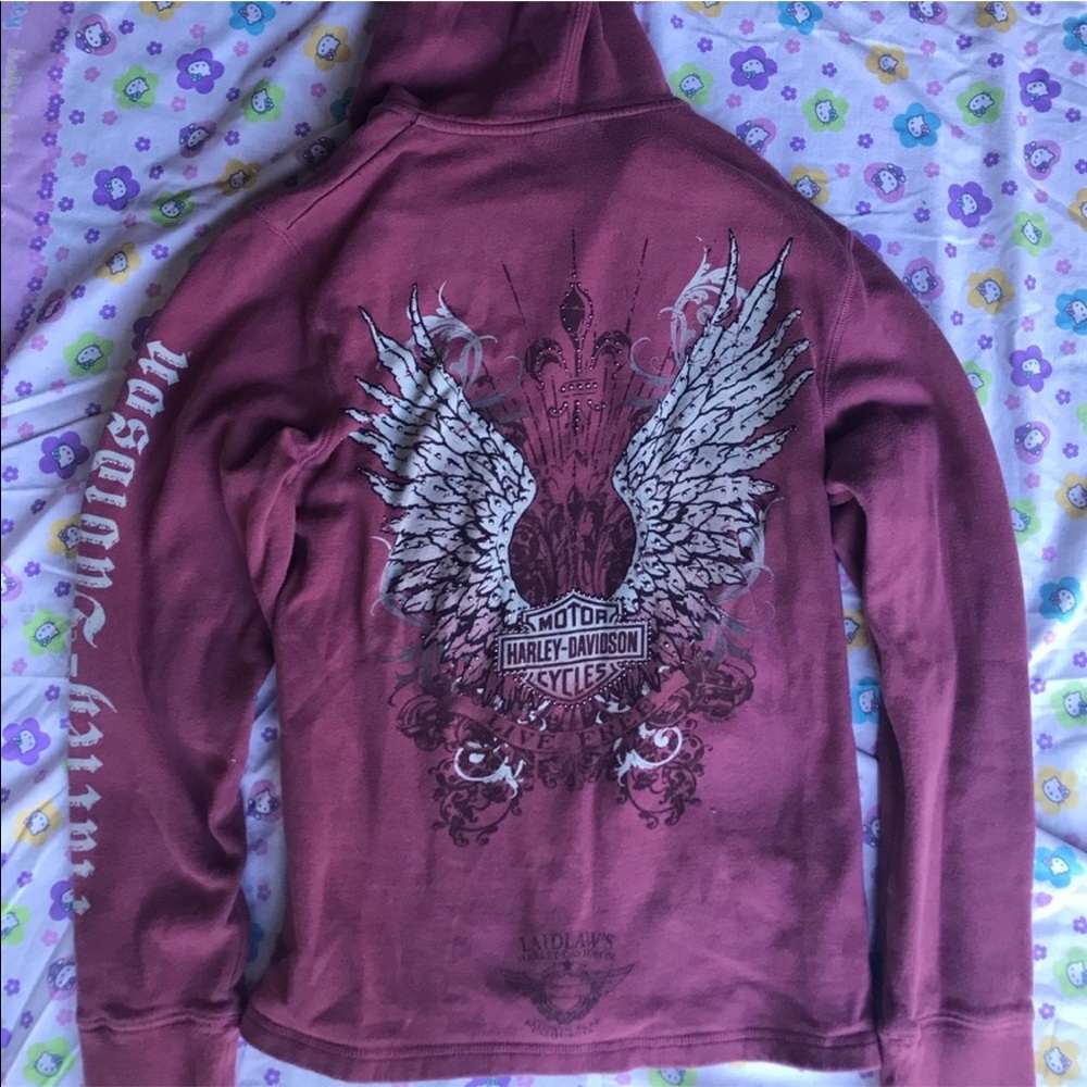 Reddish pink Harley Davidson Zip up like new Large